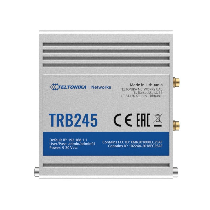 Teltonika Gateway 4G Industrial - 4G Category 1 / 3G / 2G - Connection RJ45 10/100Mbps - Ports RS232 and RS485 - Micro USB port 
