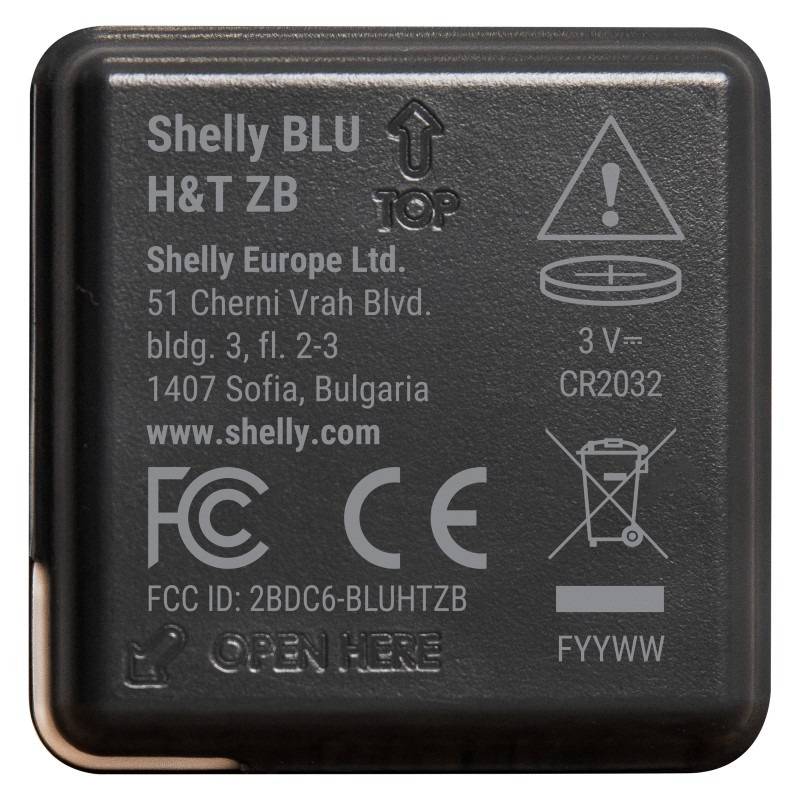 Shelly · Plug & Play · "Blu ZB H&T Black" · Temperatur- & Feuchtigkeitssensor · Bluetooth · Zigbee · Batterie · Schwarz - 252279