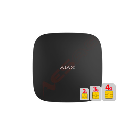 AJAX HUB 2 PLUS - wireless alarm system, 2x4G-GSM, GPRS, WiFi, LAN, black