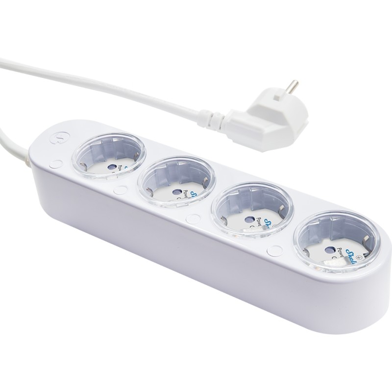 Shelly · Plug & Play "Power Strip 4 Gen4" · Smarte Steckdosenleiste · 4x 12A · Messfunktion · WLAN · Zigbee · Matter · BT · weiß