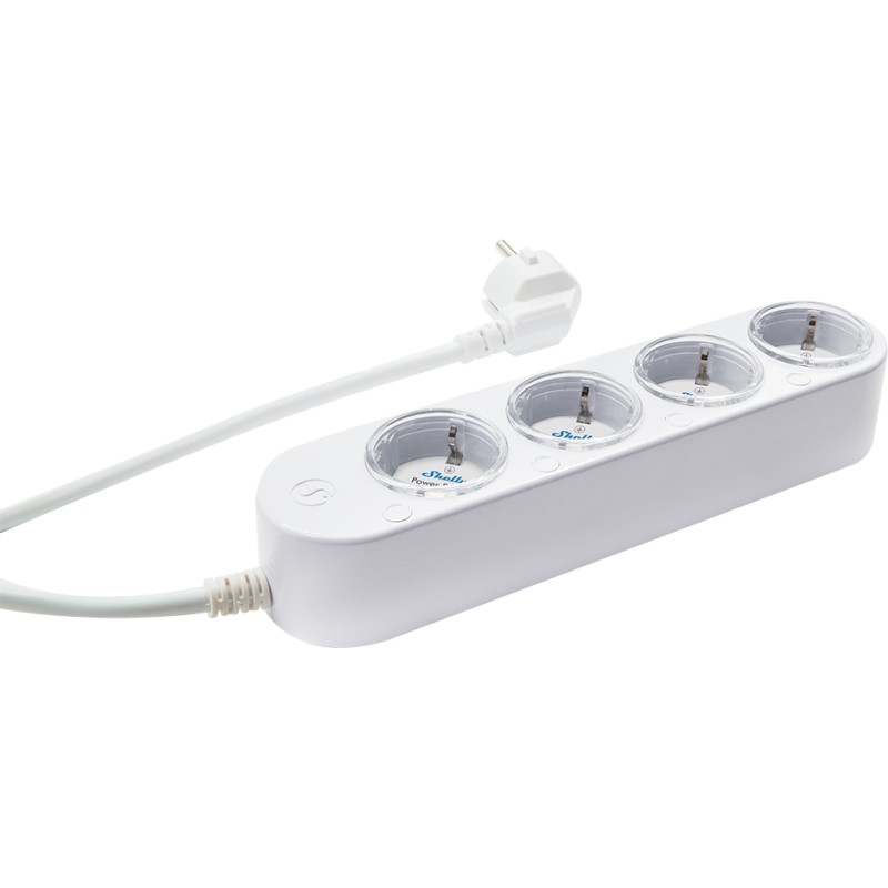 Shelly · Plug & Play "Power Strip 4 Gen4" · Smarte Steckdosenleiste · 4x 12A · Messfunktion · WLAN · Zigbee · Matter · BT · weiß