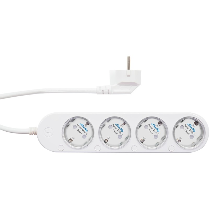 Shelly · Plug & Play "Power Strip 4 Gen4" · Smarte Steckdosenleiste · 4x 12A · Messfunktion · WLAN · Zigbee · Matter · BT · weiß