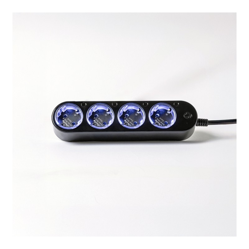 Shelly · Plug & Play "Power Strip 4 Gen4" · Smarte Steckdosenleiste · 4x 12A · Messfunktion · WLAN · Zigbee · Matter · BT · schw