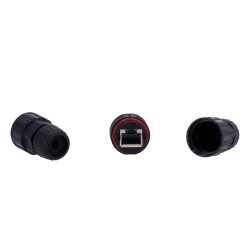 Industrielle Schnellkupplungen - Eingangsanschluss RJ45 - Ausgangsstecker RJ45 - UTP CAT 6 kompatibel - IP68 - Farbe schwarz - C
