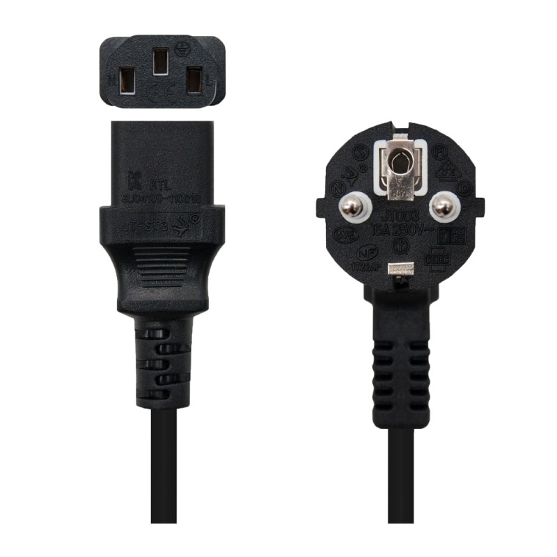 Stromkabel - Stecker CEE7 männlich - C13 Buchse - Treiber AWG18 - 5m - Farbe schwarz - AC-EU-C13 - 1