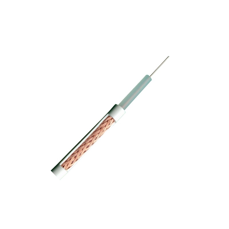 Koaxialkabel RG59 - Video - Rolle von 100 Metern - Gehäuse, Farbe weiß - Außendurchmesser 6.0 mm - Geringe Verluste - RG59-100B 