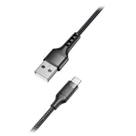 Veger - USB-Kabel 2.0 für Laptops - USB-A auf USB-C - Metallmantel, geflochtenes Nylon - Länge 1.2m - Schnellladung : Farbe schw