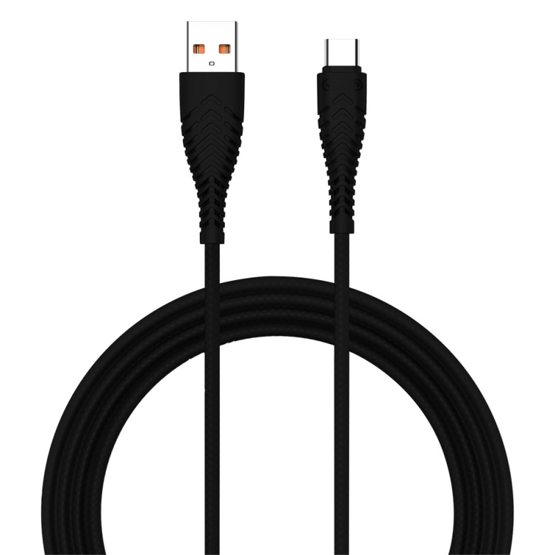 Veger - Kabel USB2.0 - USB-A auf USB-C - Kunststoffhülle, Nylongeflecht - Länge 1.2m - Farbe schwarz - VG-V104 - 1
