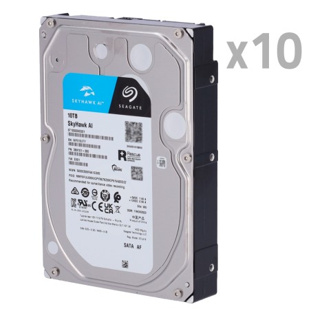 Pack/kit of hard drives - 10 units - Seagate SkyHawk ST10000VE0008 - Up to 32 artificial intelligence transfers - 10XHD10TB-S-AI