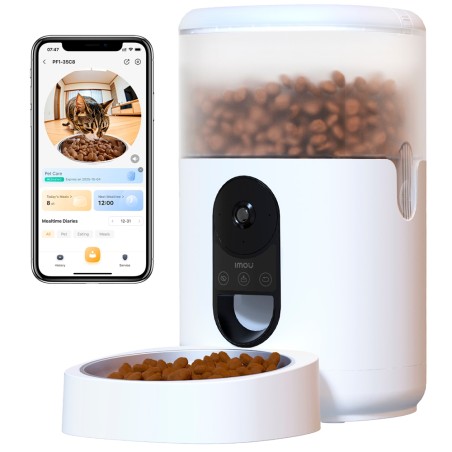 Imou - Smart Pet Feeder - Panoramaansicht 360º / 4MP 2.5K - Kapazität von 4L - Haustier-Detektion - Bidirektionales Audio - Verw