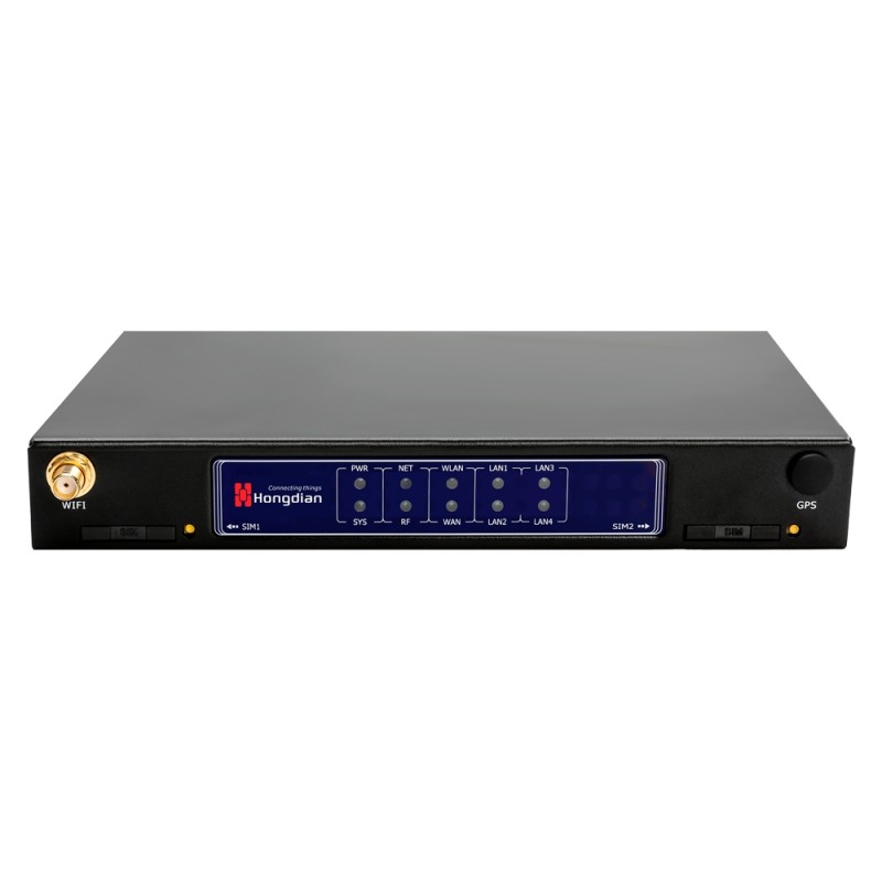Hongdian Industrie-Router 4G - 4G Kategorie 4 - 5 Ethernet-Anschlüsse RJ45 Fast Ethernet - Dual-SIM-Doppelmodem - Anschlüsse RS2