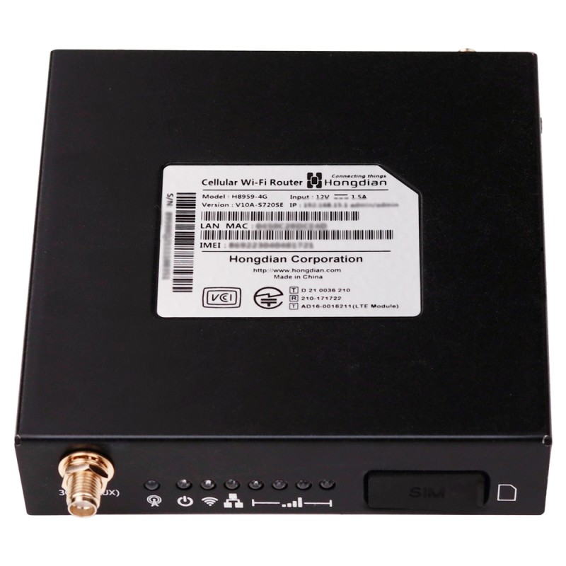 Hongdian - Industrial router 4G - 2 Ethernet ports RJ45 10/100 - SIM card slot 4G/3G - Installation on the wall or on the wall -