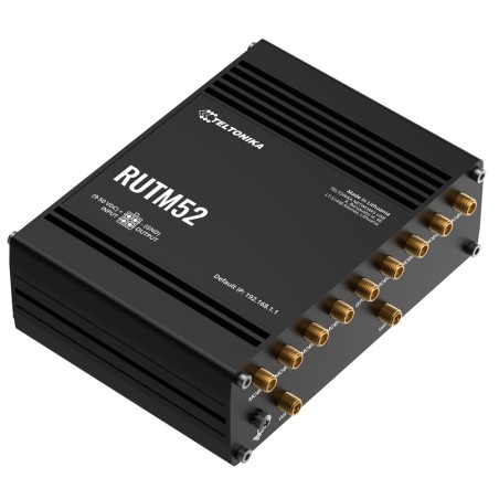 Teltonika industrial router 5G[%VAR%]. - Dual modem 5G Sub-6Ghz SA/NSA - 5 ports 10/100/1000Mbps - Up to 2.1/3.3Gbps download - 