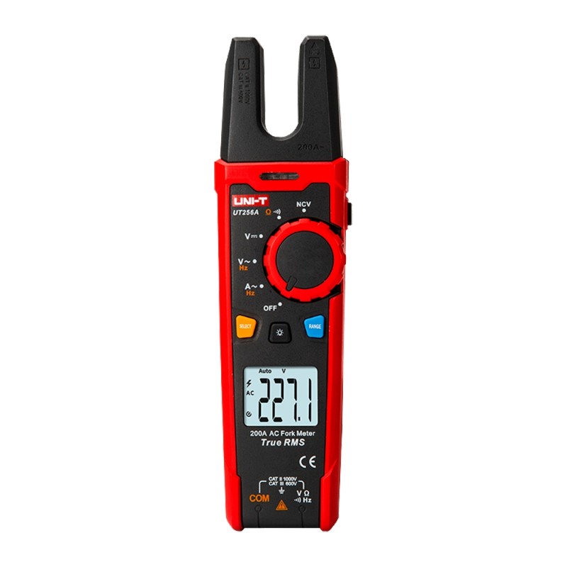 Gabel-Zangenmessgerät - LCD-Anzeige bis zu 6000 Zählungen - AC-Strommessung bis zu 200A - DC und AC Spannungsmessung bis zu 1000