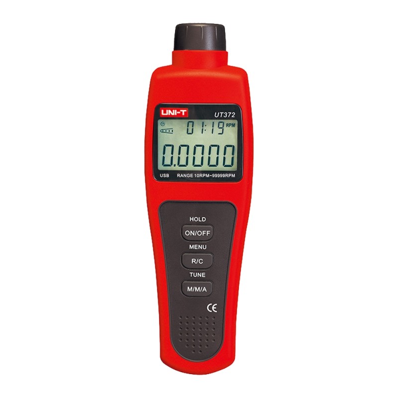Handlicher digitaler Tachometer - Bis zu 99999 U/min - Hintergrundbeleuchtete LCD-Display der 100000 Zählungen - PC-Anschluss üb