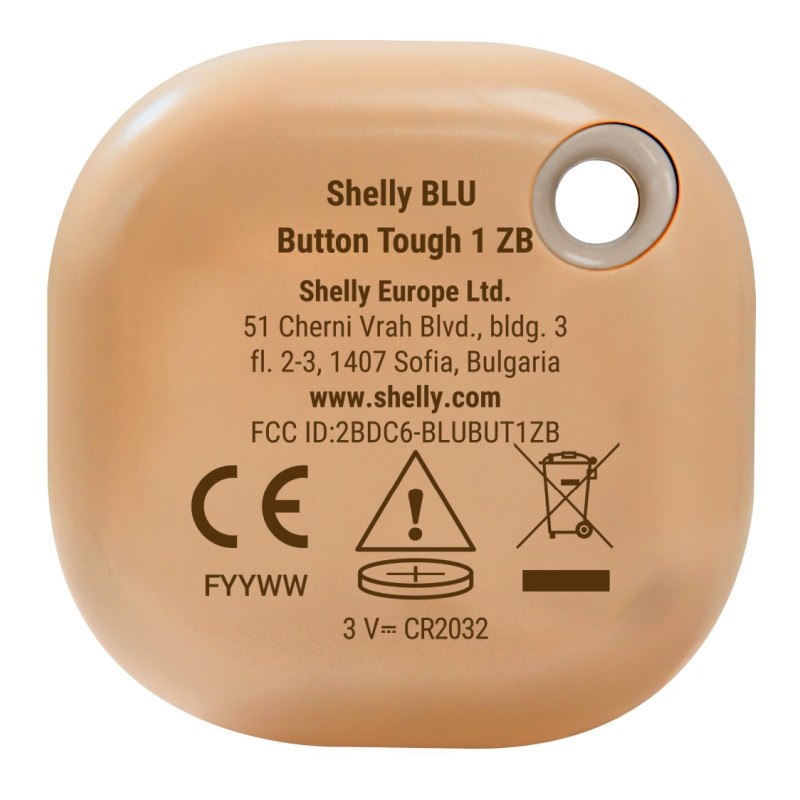 Shelly - Plug & Play - "Blu ZB Button Tough Mocha" - Switch & Dimmer - Bluetooth - Zigbee - Battery - Mocha - 252253 - 9