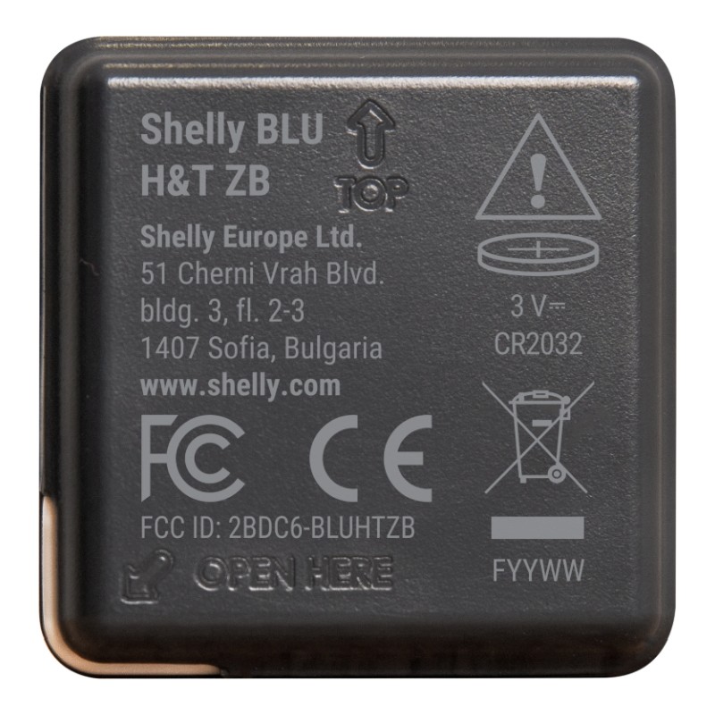 Shelly · Plug & Play · "Blu ZB H&T Black" · Temperatur- & Feuchtigkeitssensor · Bluetooth · Zigbee · Batterie · Schwarz - 252279