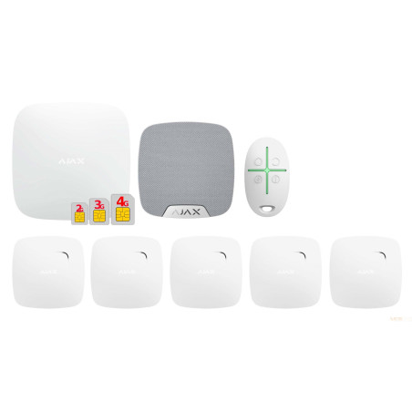 AJAX HUB 2 PLUS - Fire alarm system SET, white