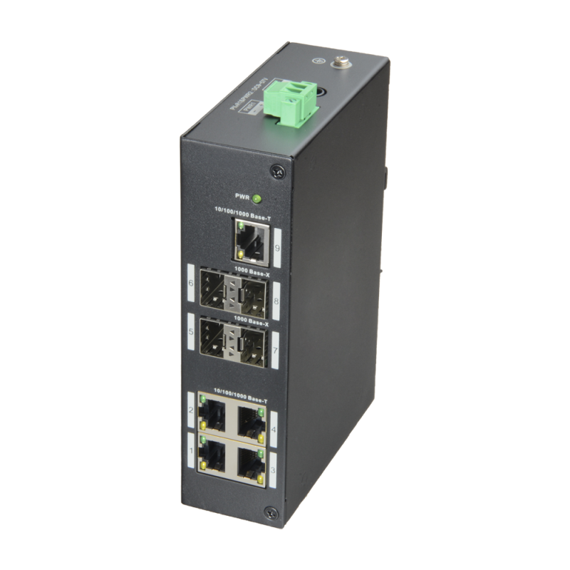 Switch X-Security - 5 Ports RJ-45 - 4 SFP Gigabit Ports - Speed 10/100/1000 Mbps - Supports Dual Power - Installation in - 1