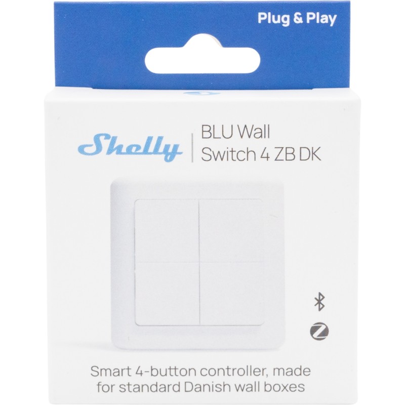 Shelly · Plug & Play · "BLU Wall Switch 4 ZB DK" · Wandtaster · 4-fach · 16 Aktionen · Weiß - 256920 - 5