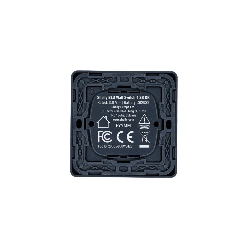 Shelly · Plug & Play · "BLU Wall Switch 4 ZB DK" · Wandtaster · 4-fach · 16 Aktionen · Grau - 256921 - 4