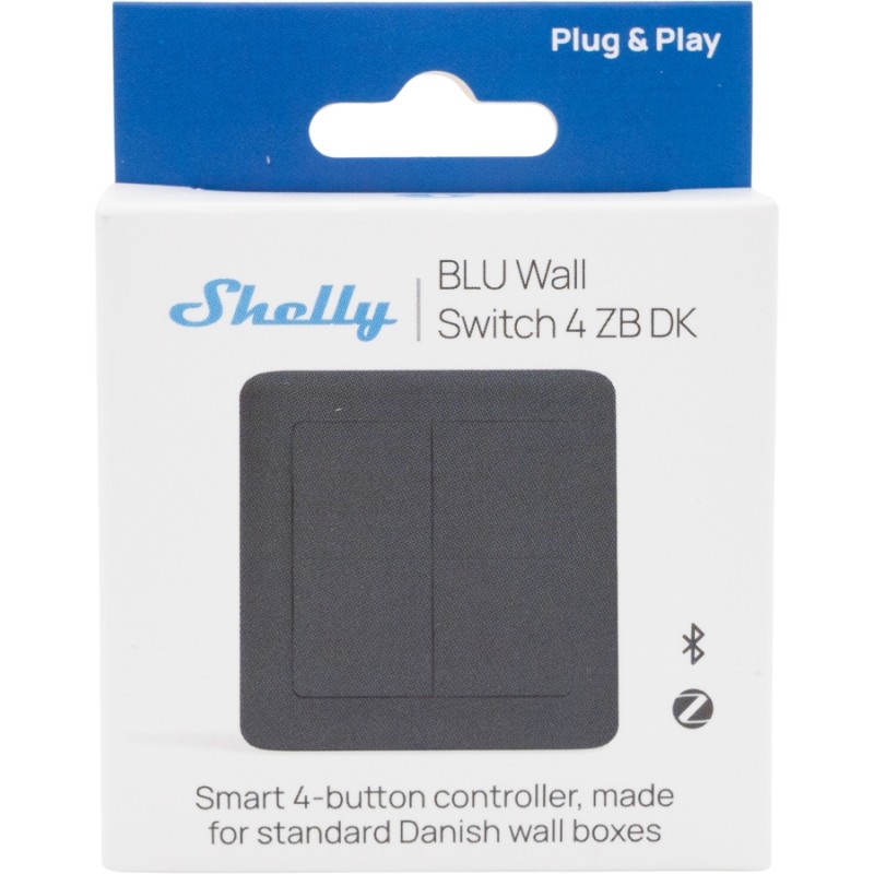 Shelly · Plug & Play · "BLU Wall Switch 4 ZB DK" · Wandtaster · 4-fach · 16 Aktionen · Grau - 256921 - 5