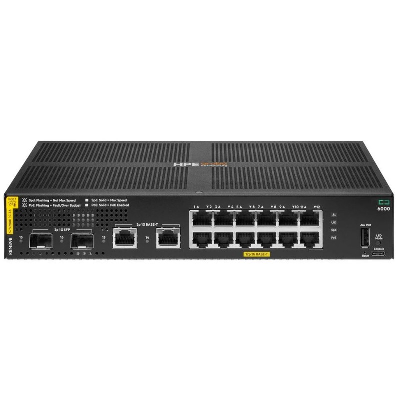 HP Switch 1000Mbit, 12xTP, 12xG+2xSFP-Slot, Aruba CX 6000 12G Class4 PoE 2G/2SFP 139W, - 256934 - 2