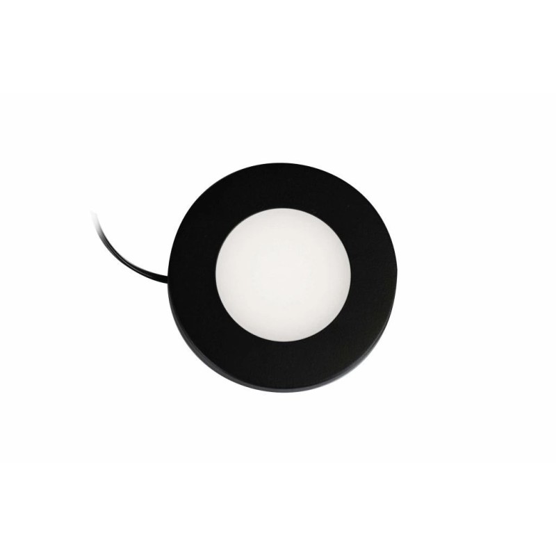 Synergy 21 Downlight Round / 3000K Schwarz / 12V / 76Ø x 10mm Möbelleuchte mit AMP Stecker - 248386 - 1