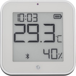 Shelly · Plug & Play · "Blu ZB H&T Display White" · Temperatur- & Feuchtigkeitssensor · E-Paper Display · Bluetooth · Zigbee · W