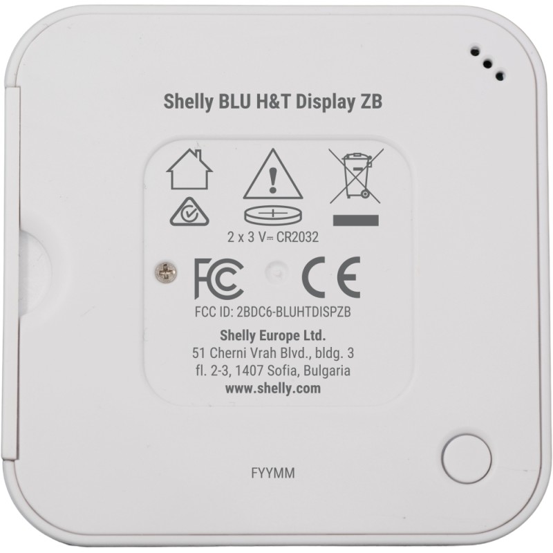 Shelly · Plug & Play · "Blu ZB H&T Display White" · Temperatur- & Feuchtigkeitssensor · E-Paper Display · Bluetooth · Zigbee · W