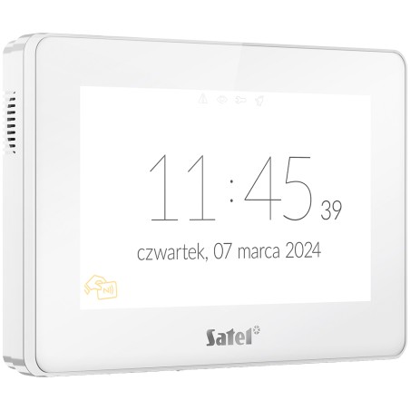 7" touch screen control panel with Mifare reader, TFT display, white - INT-TSH2R-W - 1