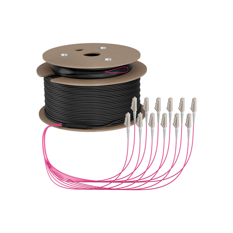 Fiber optic cable, trunk cable U-DQ(ZN)BH 12G 50/125, LC/LC OM4 100m