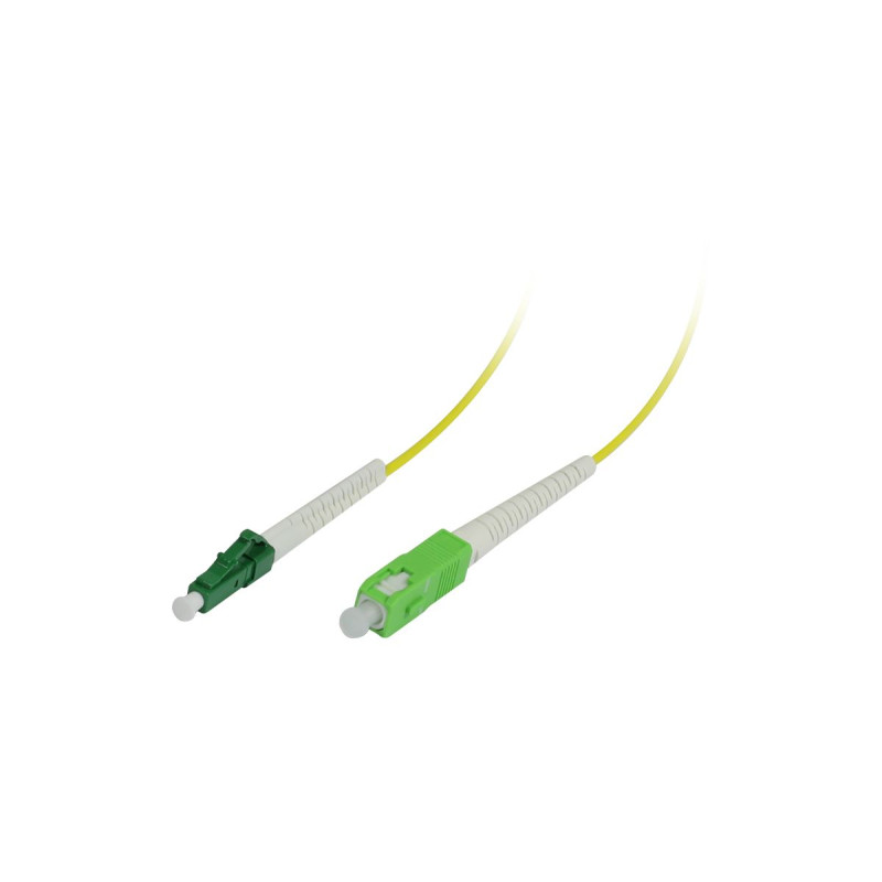 LWL-1 fiber patch kit. 0.5mtr.LC(APC)-SC(APC), 9/125u, OS2, G657.A2, AD2mm, flexible anti-kink grommet,