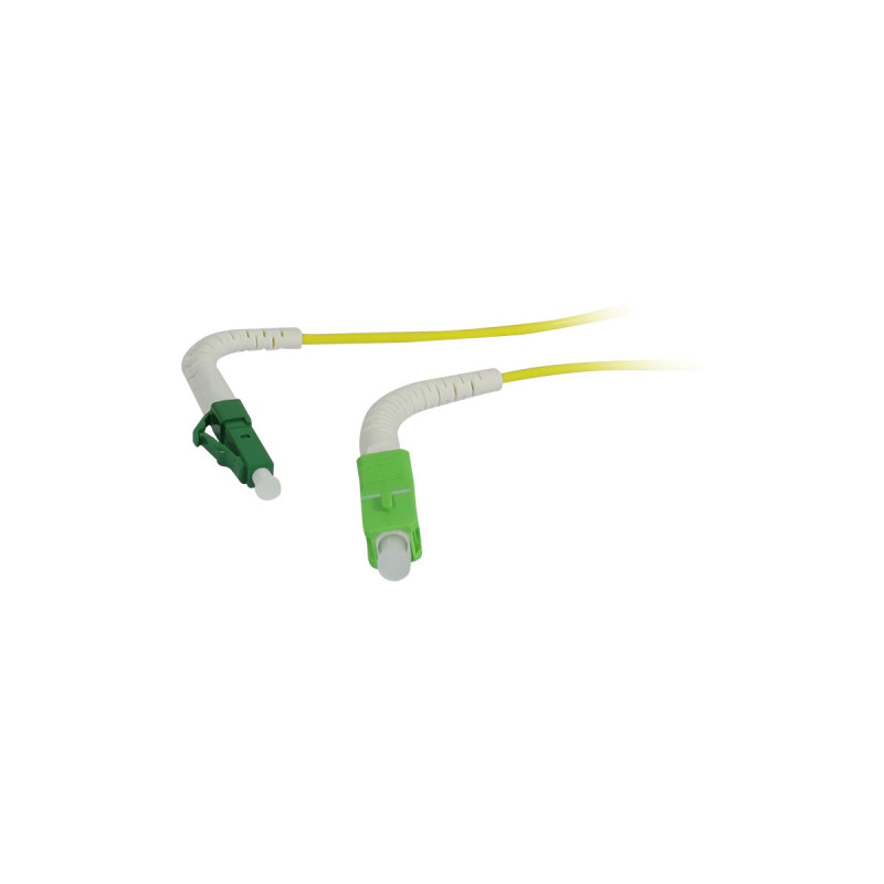 LWL-1 fiber patch kit. 0.5mtr.LC(APC)-SC(APC), 9/125u, OS2, G657.A2, AD2mm, flexible anti-kink grommet,