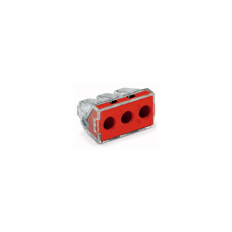 Wago Series 773-173 - 3-conductor terminal (50 pieces) transparent, cover red