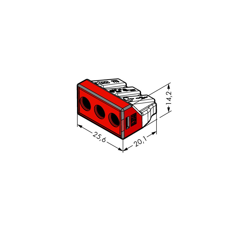 Wago Series 773-173 - 3-conductor terminal (50 pieces) transparent, cover red