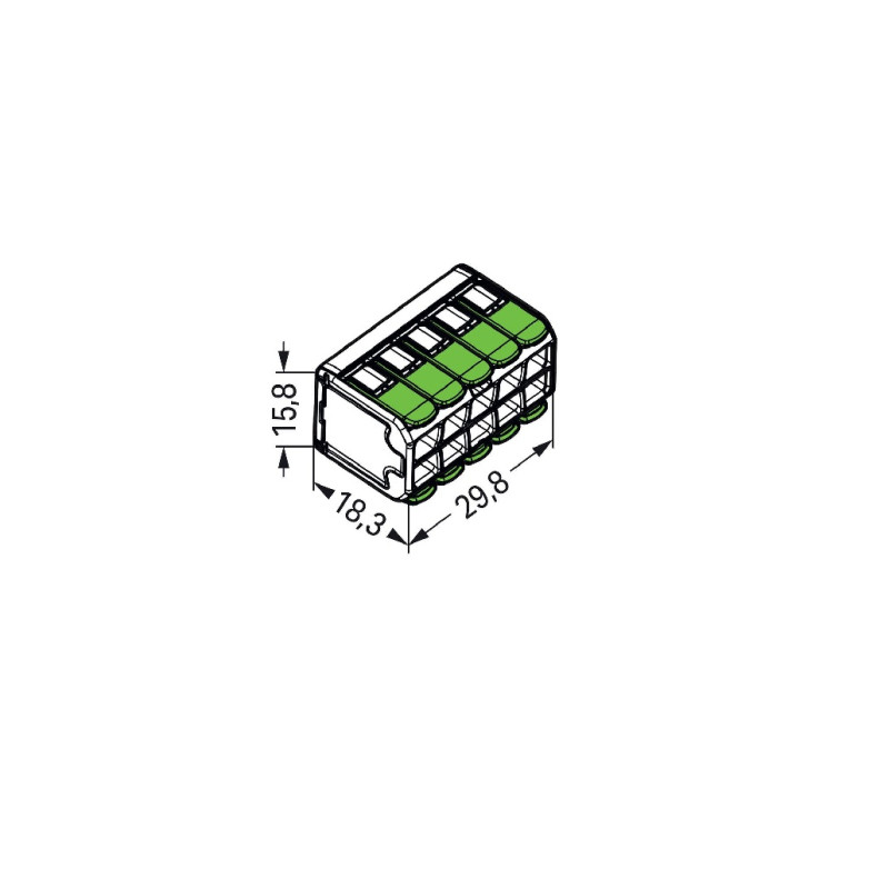 Wago Serie 221 - 10*4mm (15 Stück) Green Range
