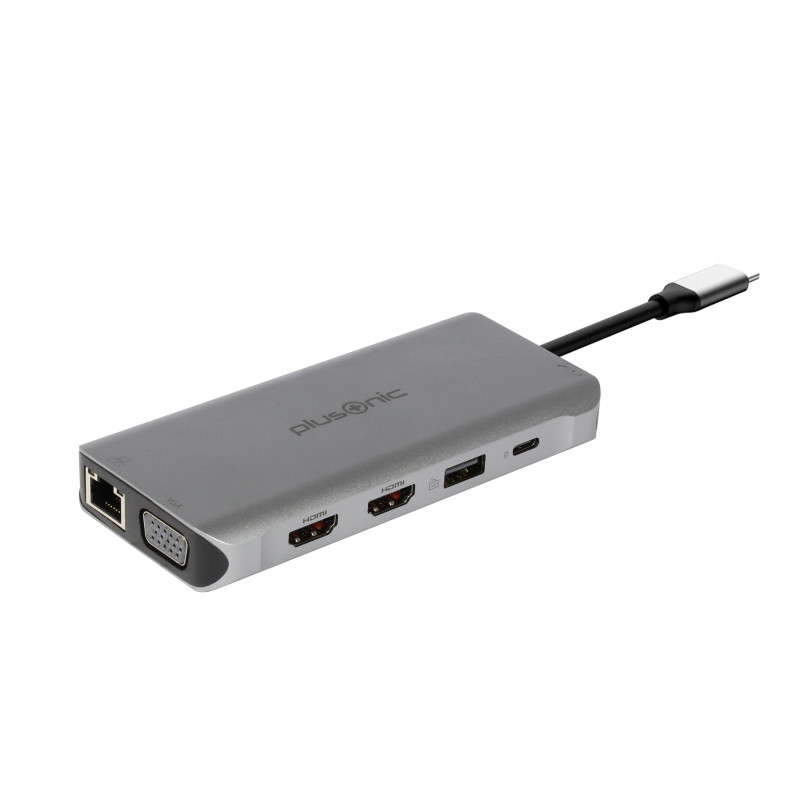 Plusonic USB-C Docking Adapter/Hub 8in1 with HDMI/VGA/LAN/USB