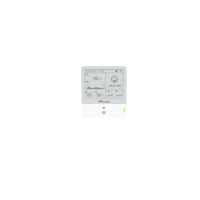 Milesight IoT Indoor Ambience Monitoring Sensor, AM307-868M LoRaWAN / Temp. / Humidity / CO2 / PIR / Light / TVOC / hPA / E-Ink 