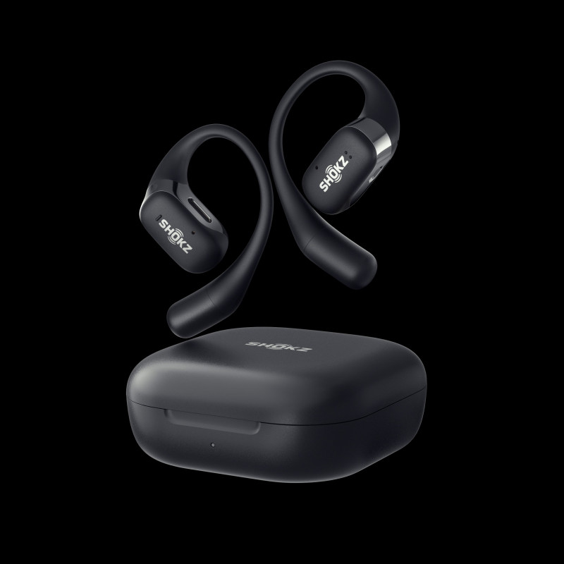 SHOKZ OpenFit Black Bluetooth Wireless Bone Conduction Headset | T910-ST-BK