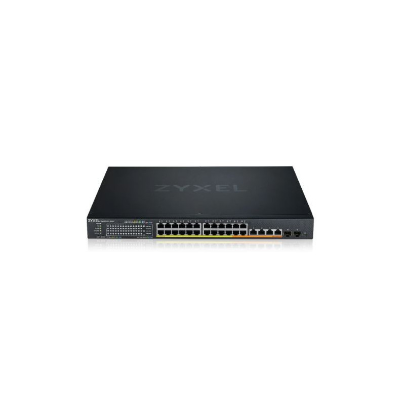 Zyxel Switch full managed Layer3 30 Port 24x 2.5GbE PoE Budget 700 Watt 24x PoE bt 4x 10 GbE 2x SFP+ 19 NebulaFlex Pro XMG1930-3